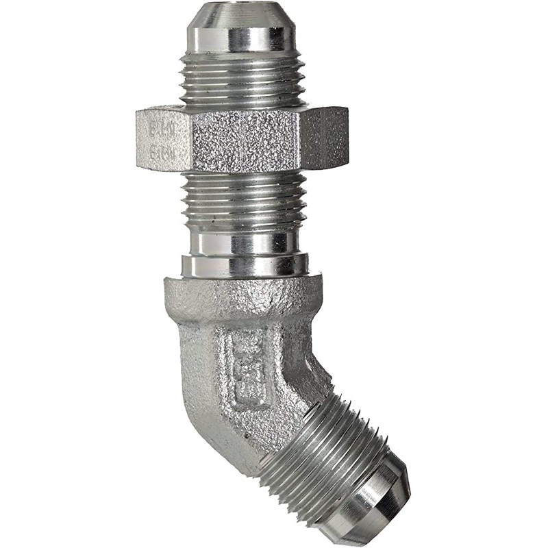 JIC Male x JIC Male Bulkhead C/W Locknut 45 Deg Elbow Forged Adaptors