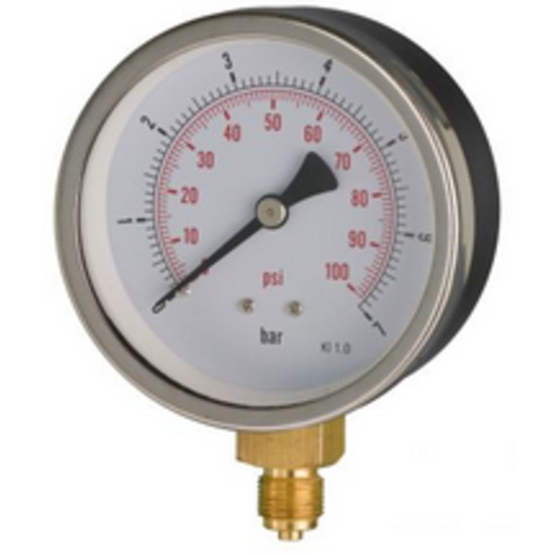 Dry Pressure Gauge, 100mm Face, 1/2 NPT Male Thread, Bottom Connection [Heavy Duty]