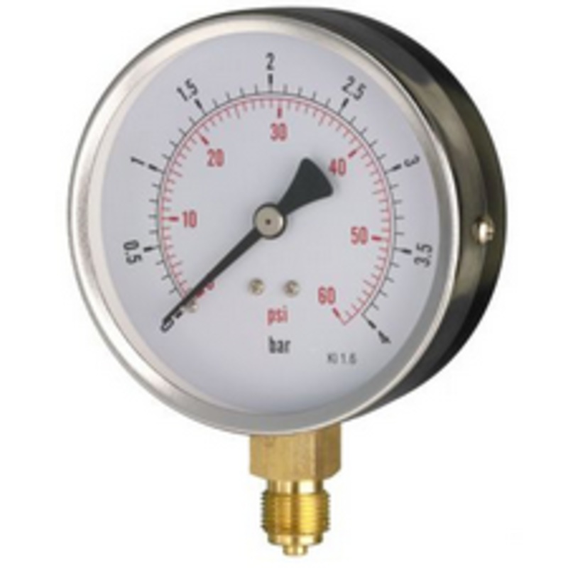 Dry Pressure Gauge, 100mm Face, 3/8 BSP Male Thread Bottom Connection