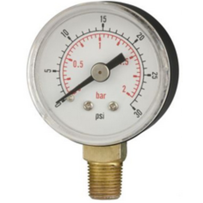 Dry Pressure Gauge, 40mm Face, 1/4 BSP Male Thread Bottom Connection