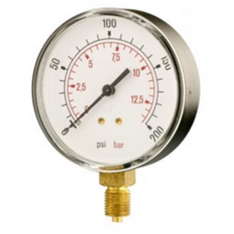 Dry Pressure Gauge, 80mm Face, 3/8 BSP Male Thread, Bottom Connection
