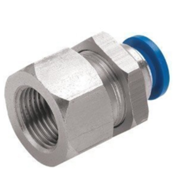 BSP Female Stud (Bulkhead) x Tube Metal Pneumatic Push-In Fitting