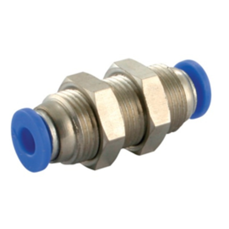 Equal Bulkhead With Metric Nut Tube x Tube Connector Metal Pneumatic Push-In Fitting