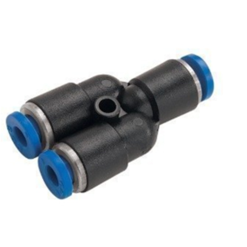 Equal Y Piece Tube x Tube Connector Metal Pneumatic Push-In Fitting