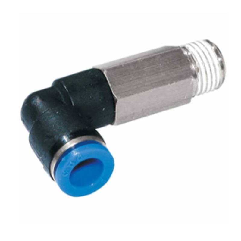 Metric Taper Extended Male Stud Elbow x Tube Metal Pneumatic Push-In Fitting