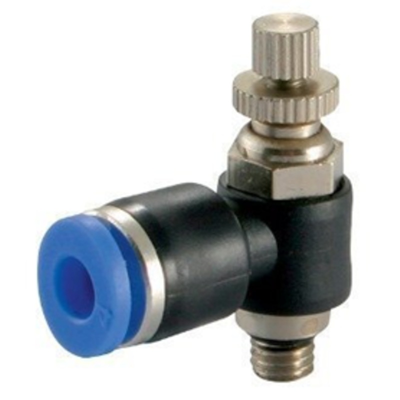 BSPT Male Elbow x Uni-Directional Manual Flow Controller Metal Pneumatic Push-In Fitting