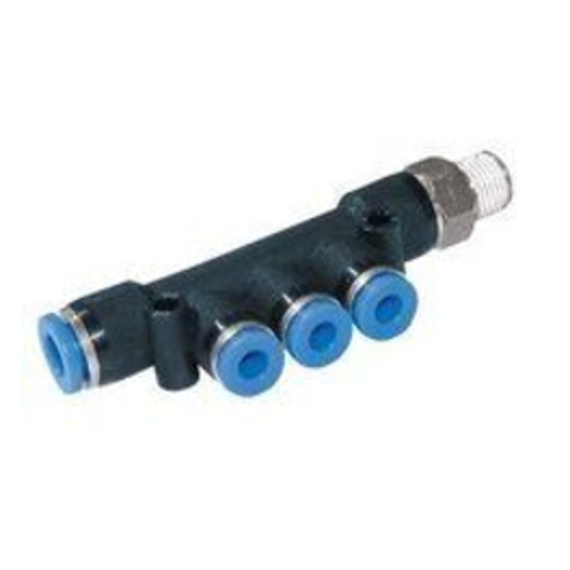 BSPT Reducing Manifold x Tube Connector Metal Pneumatic Push-In Fitting