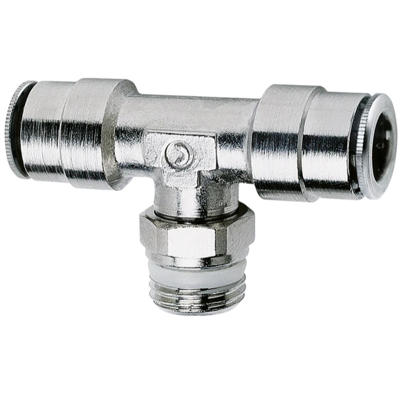 Camozzi S6430 10-1/2 – Push in Fitting Swivel Branch Tee 10mm Tube x 1/2 Male Thread