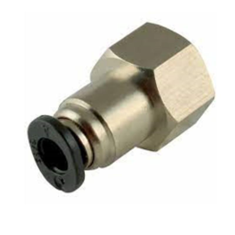 Metric Female Hex Stud x Tube Micro Metal Pneumatic Push-In Fitting