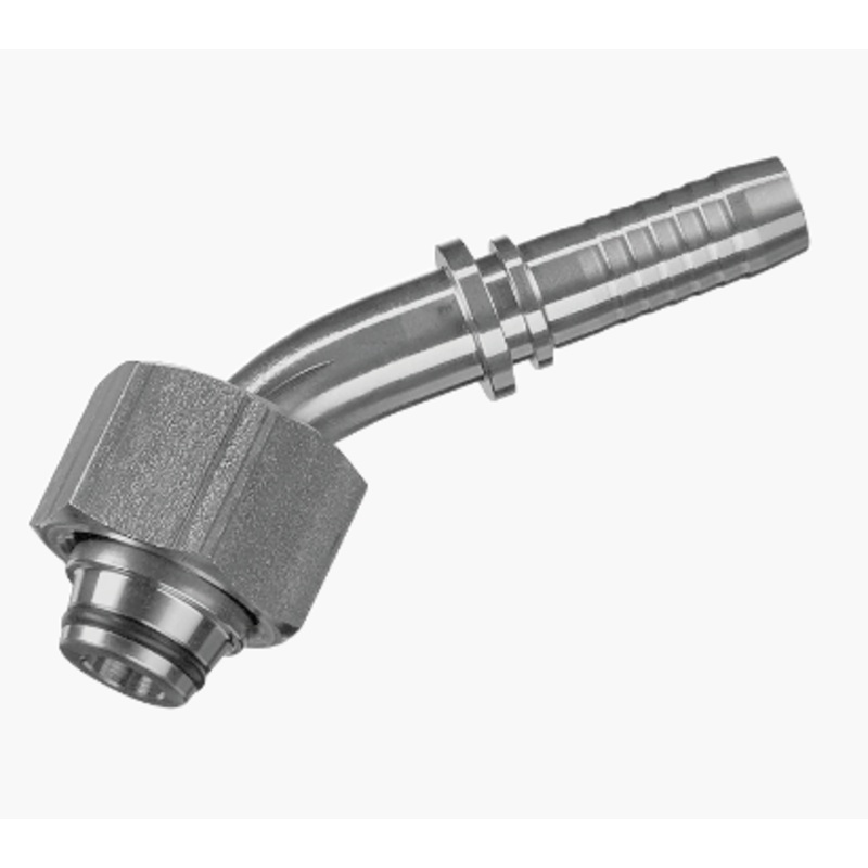 Metric Heavy Female Swept 45 Deg Hydraulic Hose Inserts C/W O-Ring