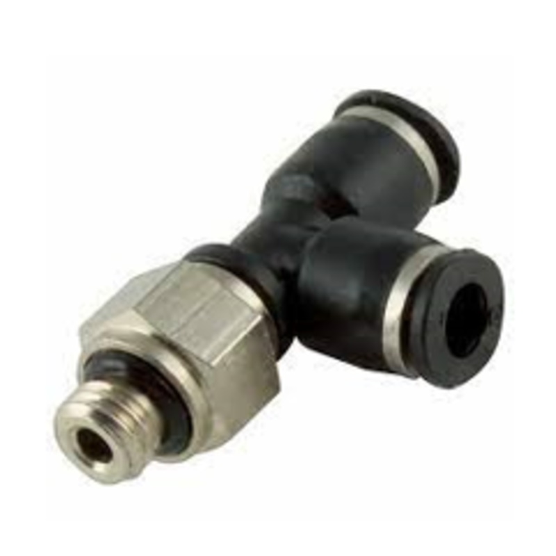 Metric Male Run Leg Tee Micro Metal Pneumatic Push-In Fitting