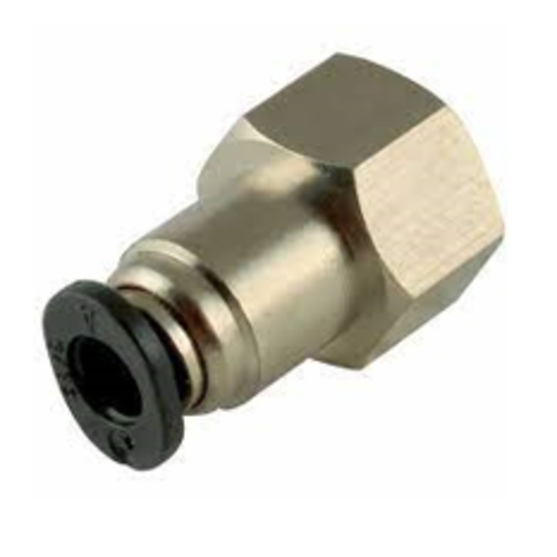 NPT Female Hex Stud x Tube Micro Metal Imperial Pneumatic Push-In Fitting