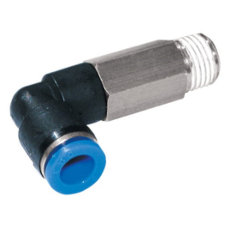 UNF Extended Male Stud Elbow x Tube Metal Imperial Pneumatic Push-In Fitting