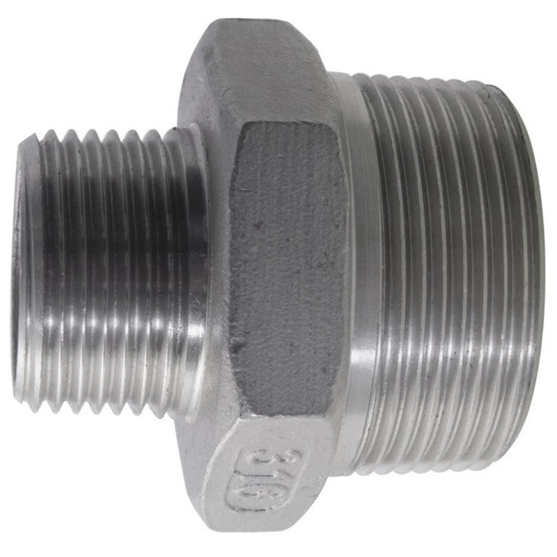 NPT Male Hexagonal Reducing Nipple 150LB 316 Stainless Steel Pipe Fitting