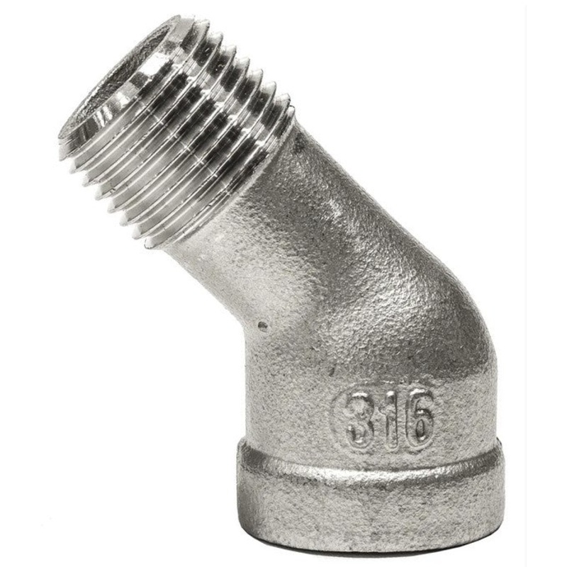 NPT Male x NPT Female Street 45 Deg Elbow 150LB 316 Stainless Steel Pipe Fitting