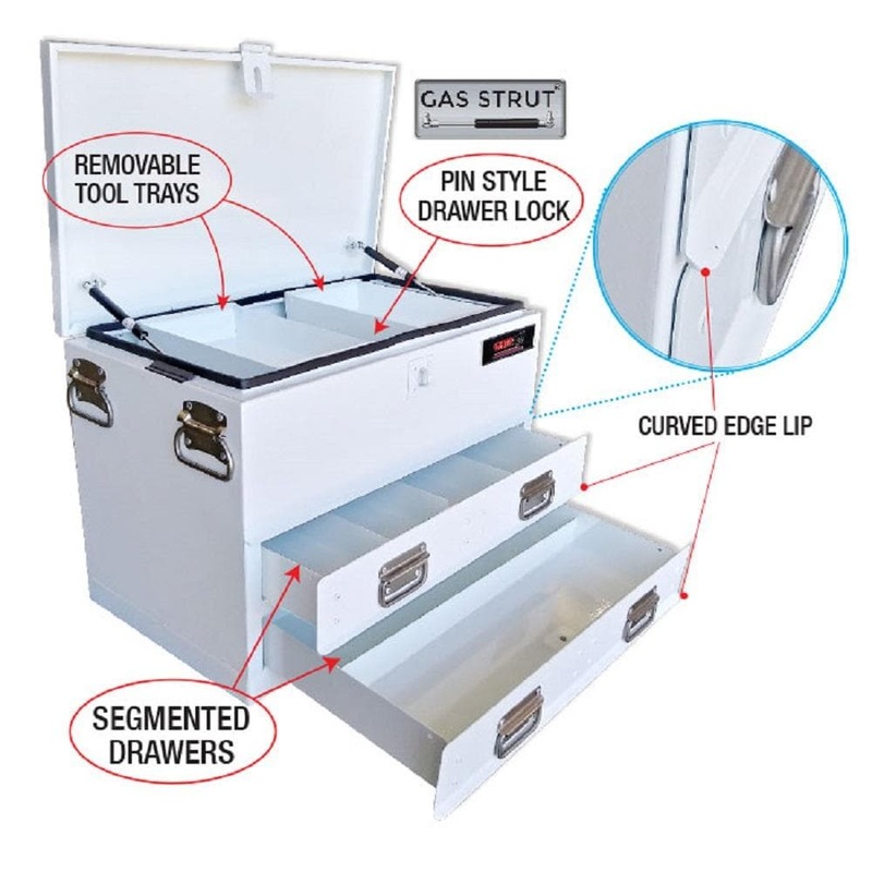 Grip 29280 702mm x 404mm x 480mm 2 Drawer White Steel Ute Tool Box