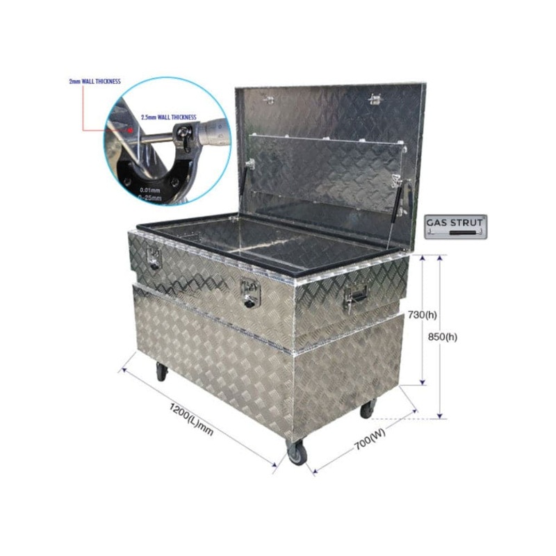 Grip 29301 1200mm x 700mm x 730mm Aluminium Site Tool Box with Castors