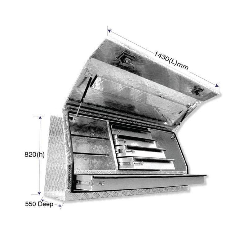 Grip 29353 1430mm x 550mm x 820mm 5 Drawer Upright Aluminium Tradesman Truck Ute Tool Box