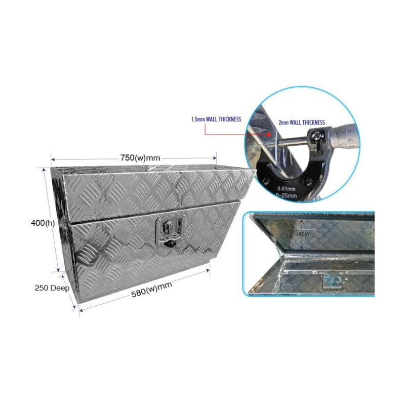 Grip 29365 750mm x 250mm x 400mm Right Hand Side Aluminium Under Ute Tool Box