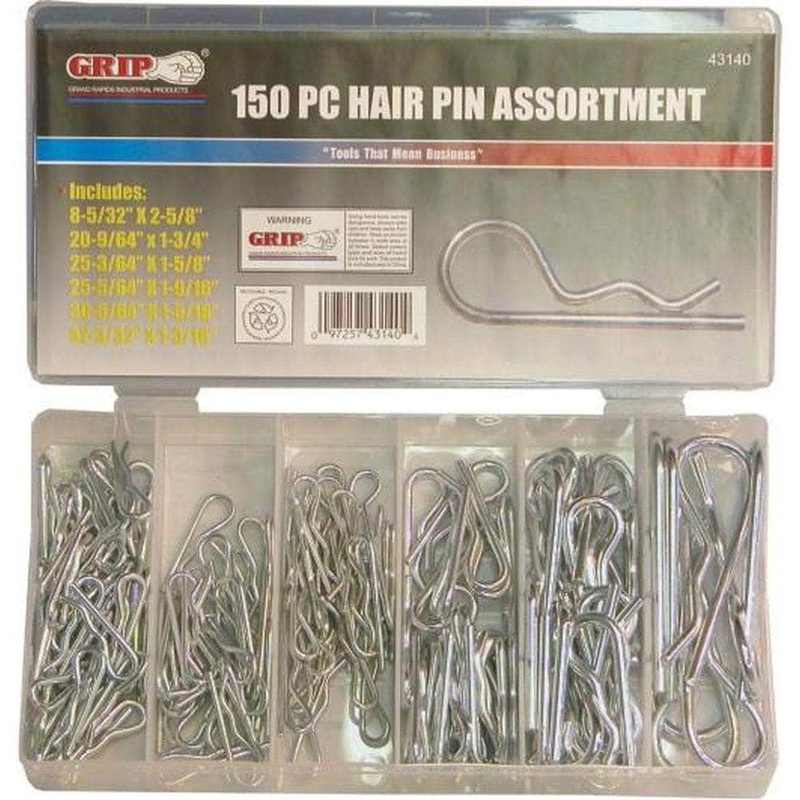 Grip 43141 150 Piece Metric Zinc Coated Hair Pin R-Clip Assortment Set
