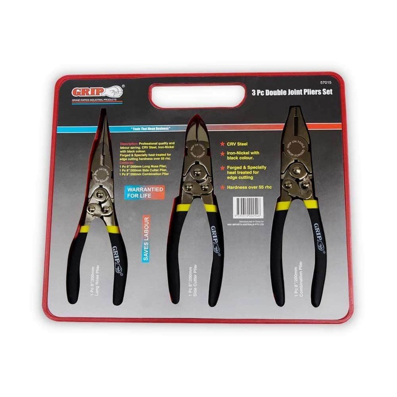 Grip 57015 3 Piece 200mm (8) Double Joint Steel Plier Set