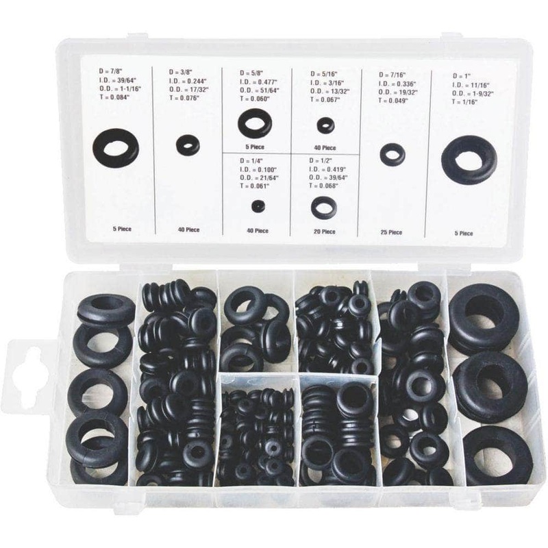 Pittsburgh P43154 180 Piece Rubber Grommet Assortment Set