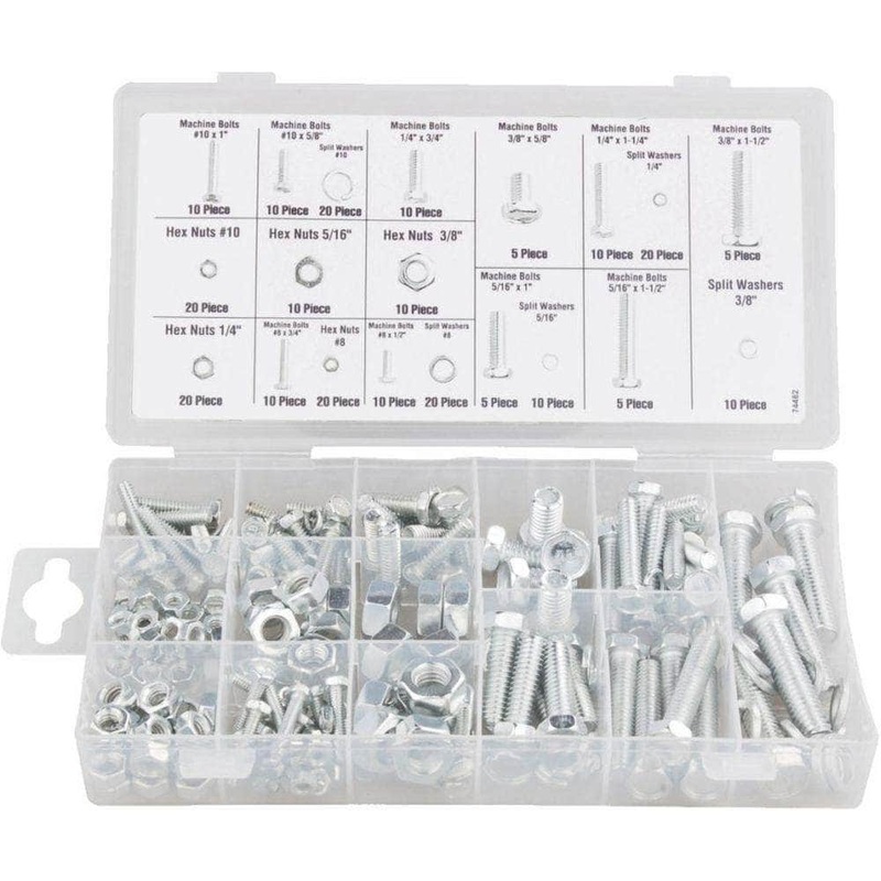 Pittsburgh P43164 240 Piece Metric Carbon Steel Zinc Plated Nut & Bolt Assortment Set