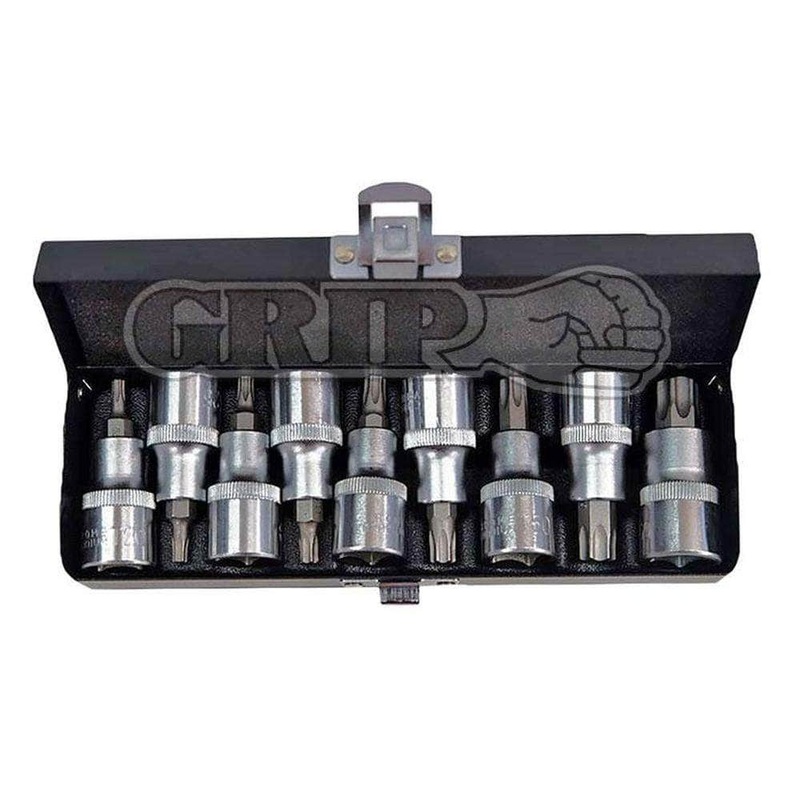 Grip 71025 9 Piece T20-T60 1/2 Square Drive E-Torx Bit Socket Set