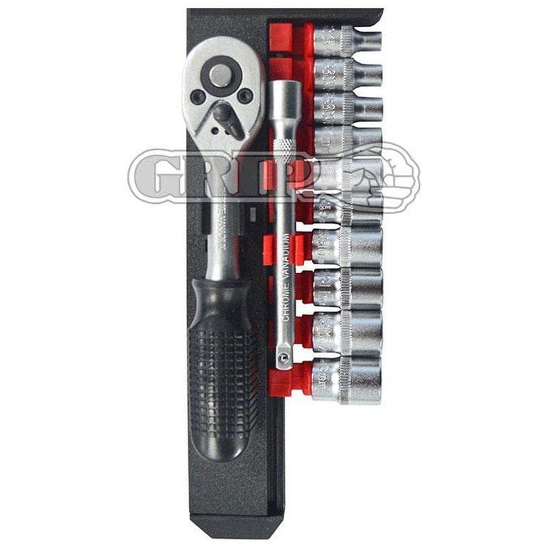 Grip 75285 12 Piece Metric 3/8 Square Drive 10-24mm Socket Set with Ratchet