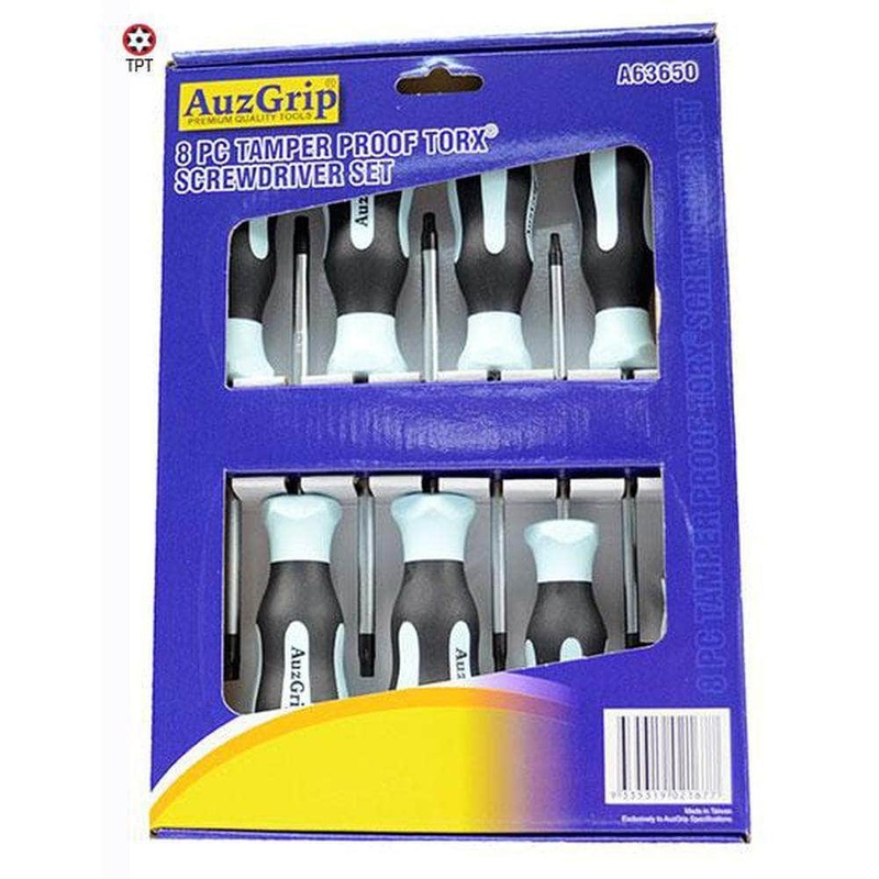 AuzGrip A63650 8 Piece 100mm Tamper Proof Torx Screwdriver Set