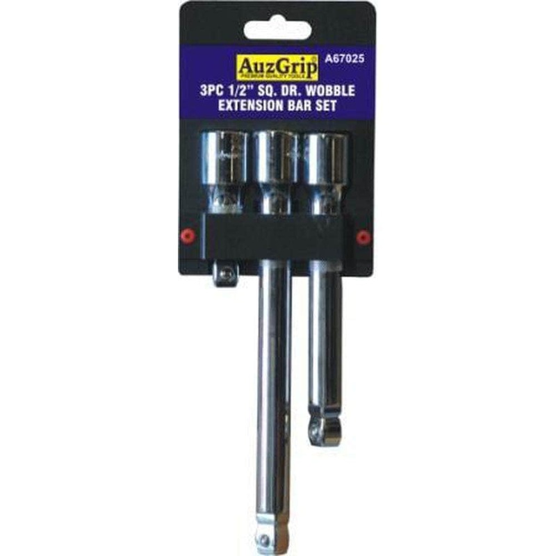 AuzGrip A67015 3 Piece 3/8 Square Drive Wobble Extension Bar Set
