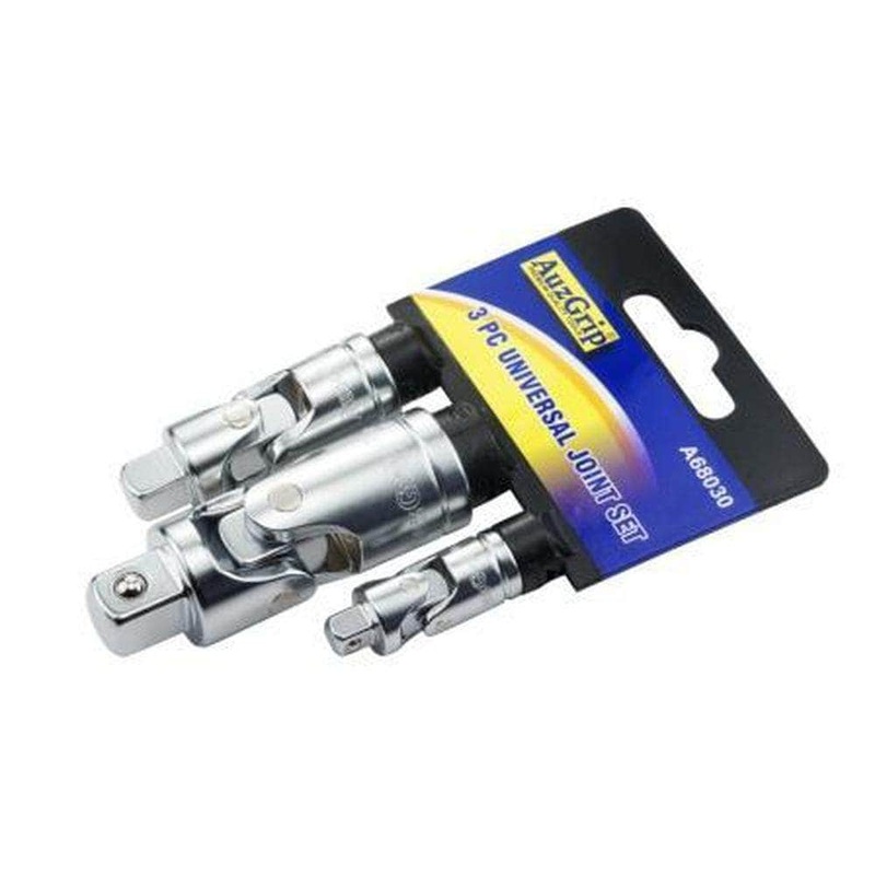 AuzGrip A68030 3 Piece Chrome Socket Universal Joint Set