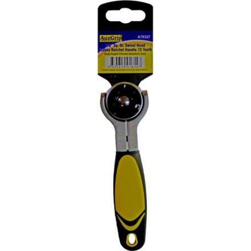 AuzGrip A70327 72 Teeth 3/8 Square Drive Swivel Head Stubby Ratchet