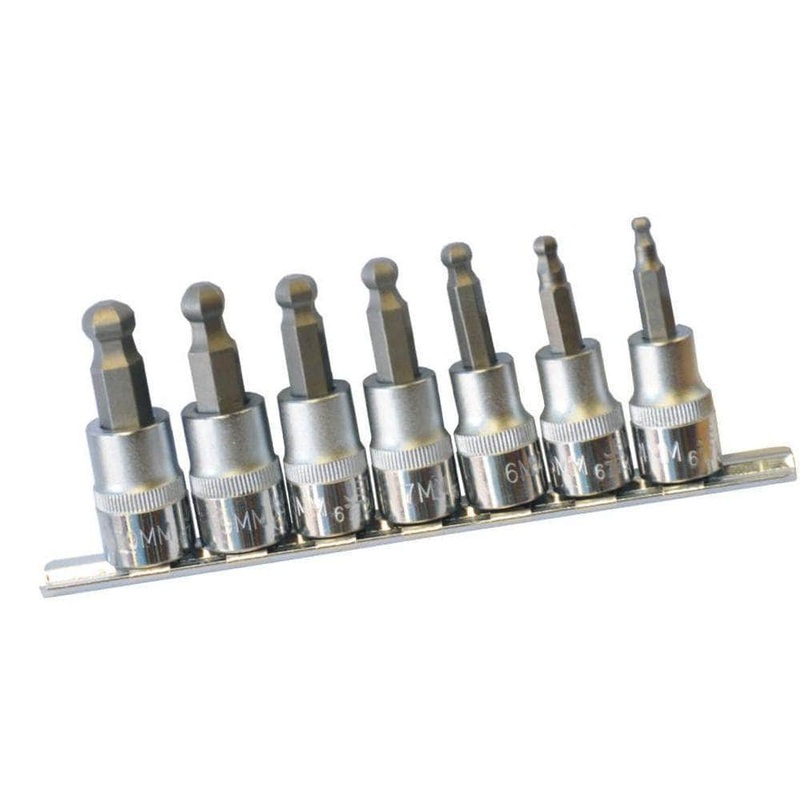 AuzGrip A71040- 7 Piece SAE 3/8 Square Drive Hex Ball-End Socket Bit Set