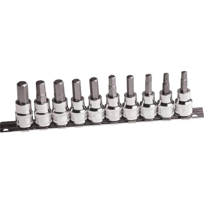 AuzGrip A71070 10 Piece Metric 3/8 & 1/2 Square Drive Hex Bit Socket Set
