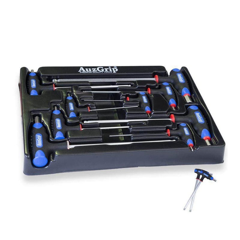 AuzGrip A71380 9 Piece SAE T-Handle Ball Point Hex Key Set
