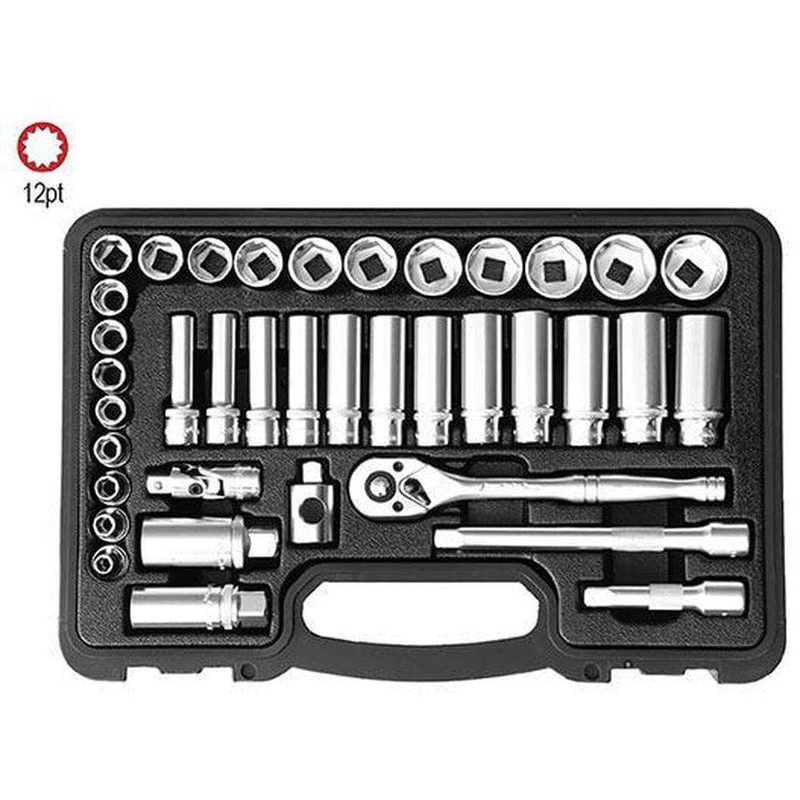 AuzGrip A75504 38 Piece Metric 12 Point 3/8” Square Drive Deep & Standard Socket Set