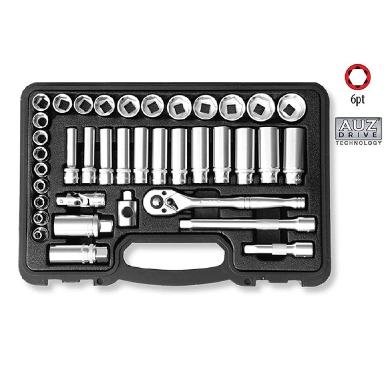 AuzGrip A75506 38 Piece Metric 3/8 Square Drive Deep & Standard Socket Set