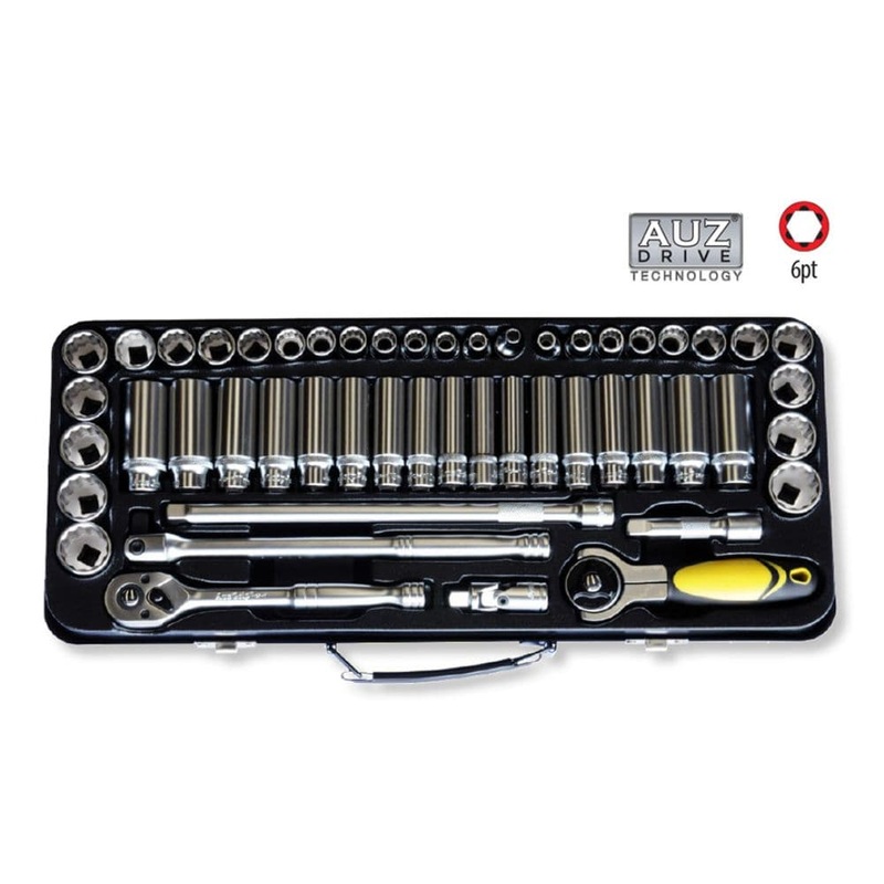 AuzGrip A75508 51 Piece 6 Point 3/8 Square Drive Deep & Standard Socket Set