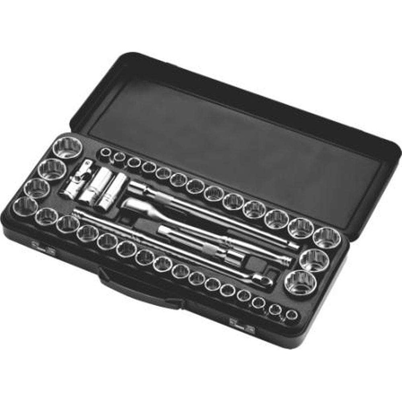 AuzGrip A76002 41 Piece Metric & SAE 12 Point 1/2 Square Drive Socket Set
