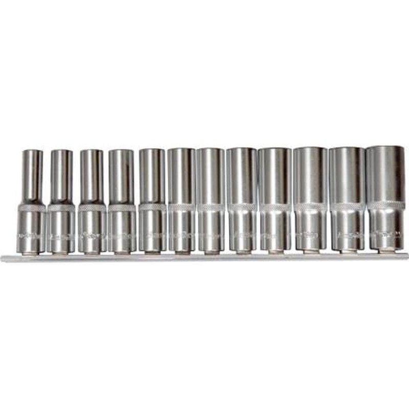 AuzGrip A76100 12 Piece Metric 12 Point 1/2 Square Drive Deep Socket Set