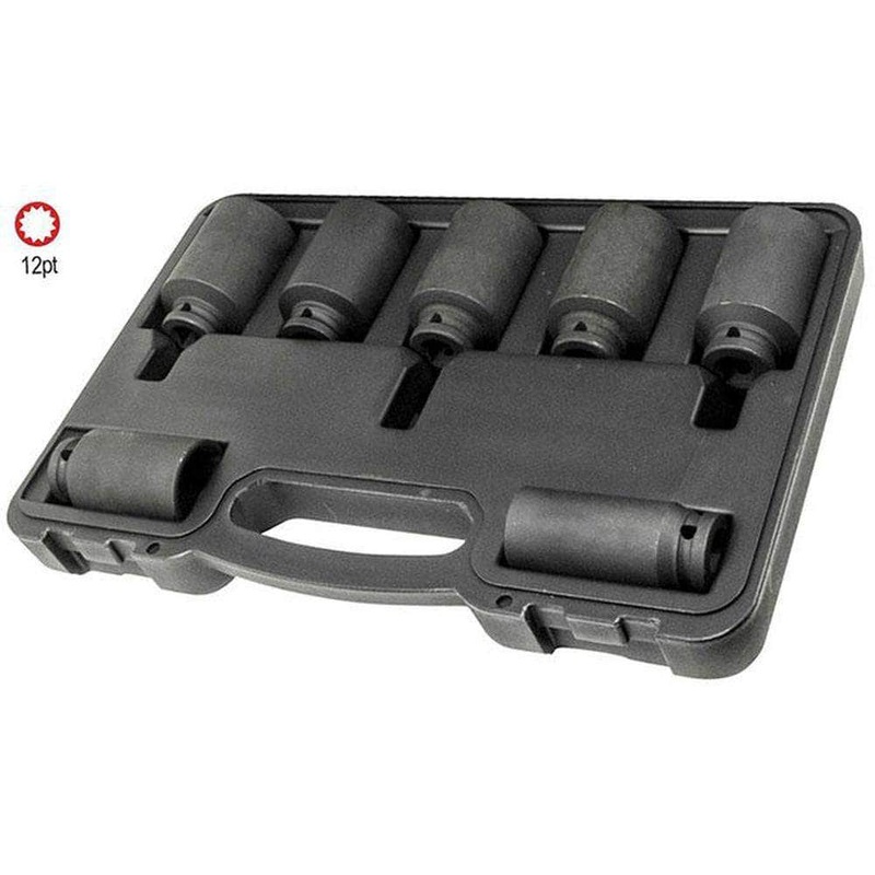 AuzGrip A84403 7 Piece Metric 12 Point 1/2 Square Drive Deep Impact Socket Set
