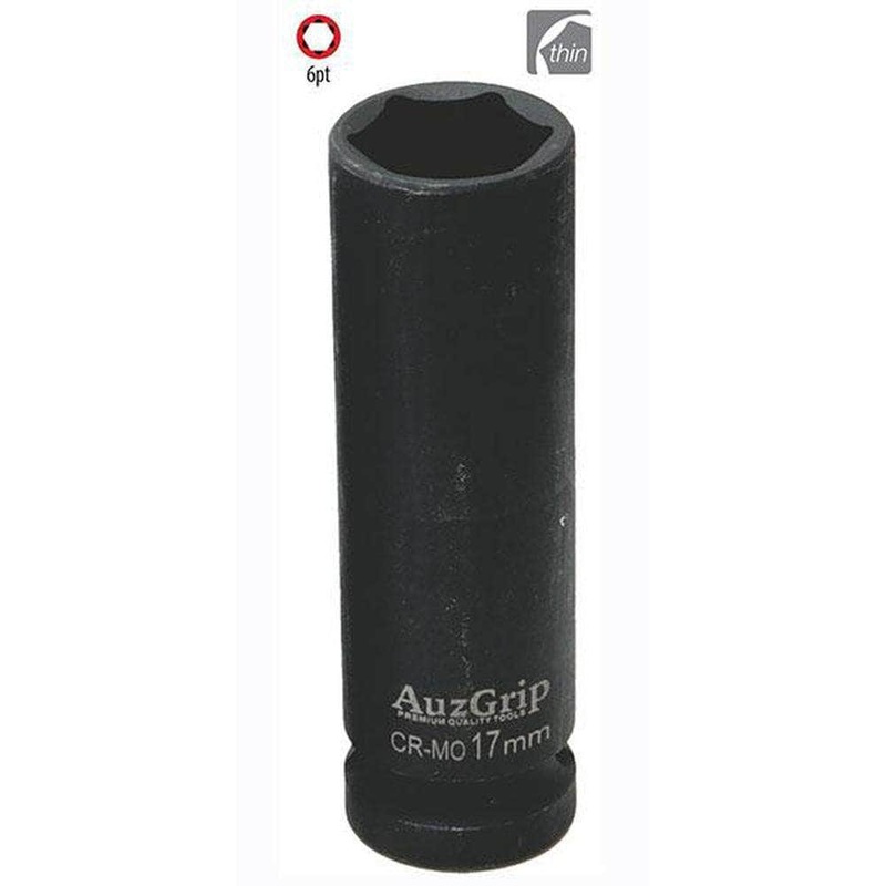 AuzGrip A84567 17mm 6 Point 1/2 Square Drive Thin Wall Deep Impact Socket