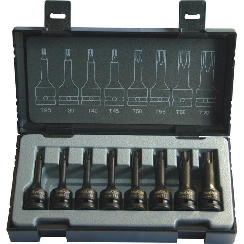 AuzGrip A84602 8 Piece 1/2 Square Drive Impact Torx Bit Socket Set