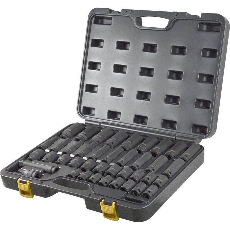 AuzGrip A84618 34 Piece SAE 6 Point 1/2” Square Drive Deep & Standard Impact Socket Set