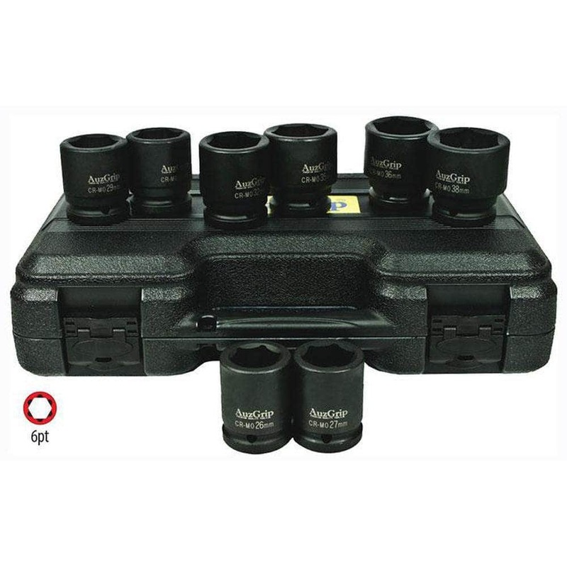AuzGrip A86607 8 Piece Metric 6 Point 3/4 Square Drive Impact Socket Set