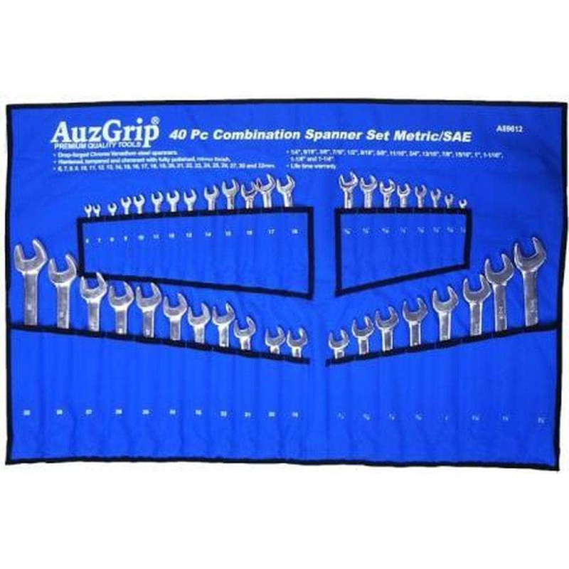 AuzGrip A89612 40 Piece Metric & SAE Combination Spanner Set