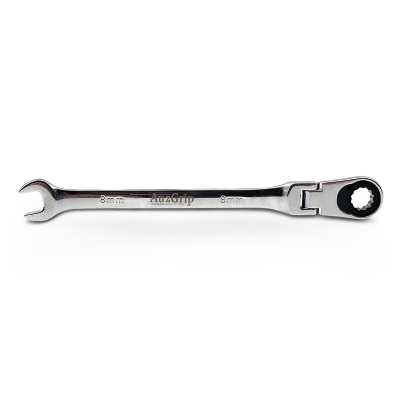 AuzGrip A89715 8mm Flexible Open End & Ring Combination Ratchet Spanner