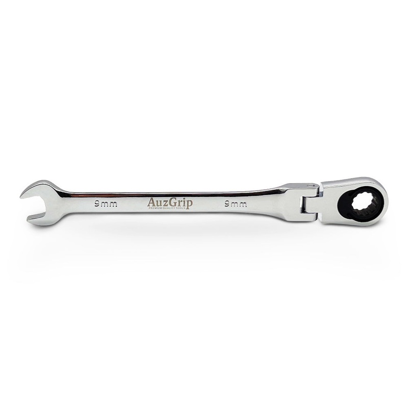 AuzGrip A89716 9mm Flexible Open End & Ring Combination Ratchet Spanner