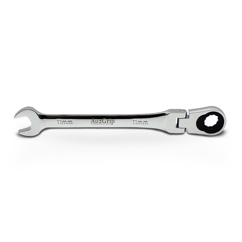 AuzGrip A89718 11mm Flexible Open End & Ring Combination Ratchet Spanner